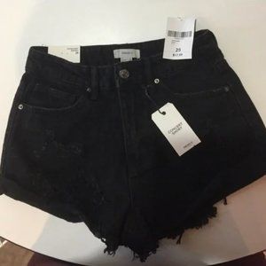 NWT Forever 21 Concert Shorts Black Denim Jean Size 25